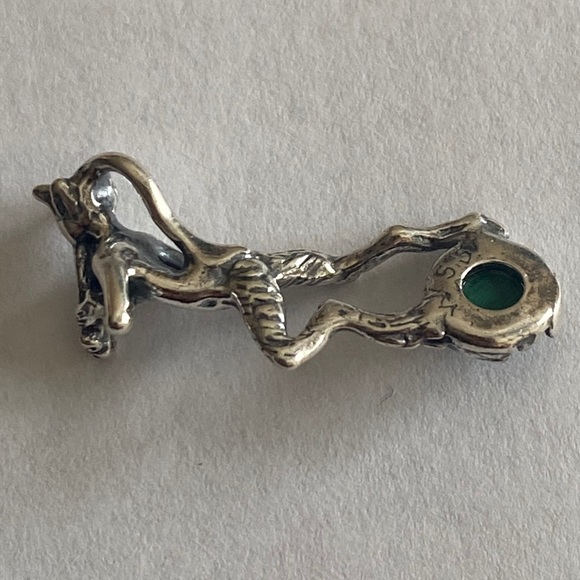 Pan Dancer Music Pendant .925 Sterling Silver w/ genuine Malachite gem USA - Picture 4 of 8